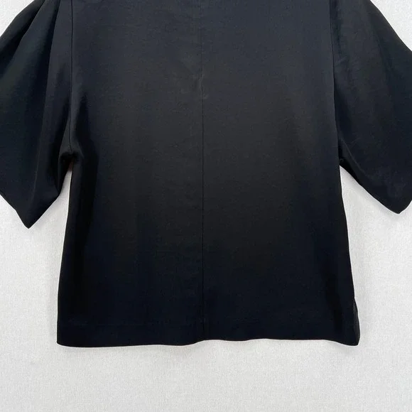 FILIPPA K Short Sleeve Satin Top Womens Small Black Round Neck Minimalist - Picture 10 of 15